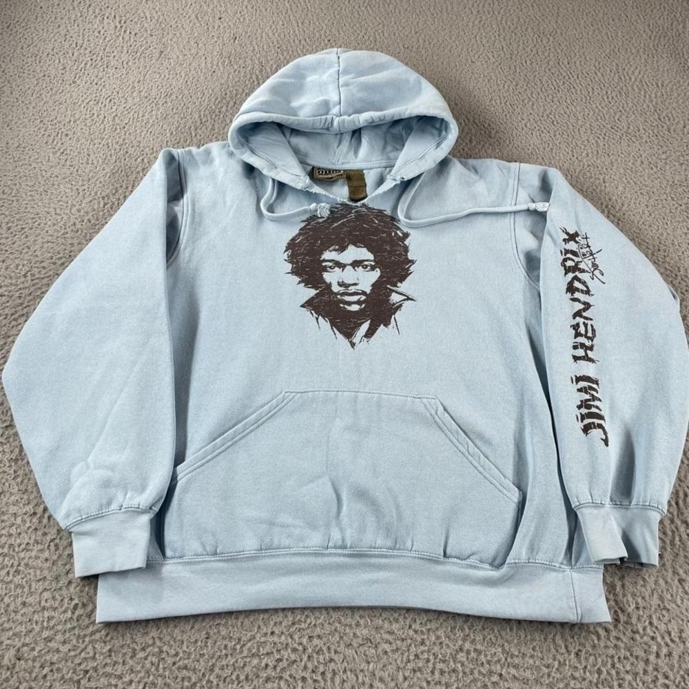 Vintage 2000s Jimi Hendrix Blue Hoodie Sweatshirt Music Men's‎ Large Y2K
